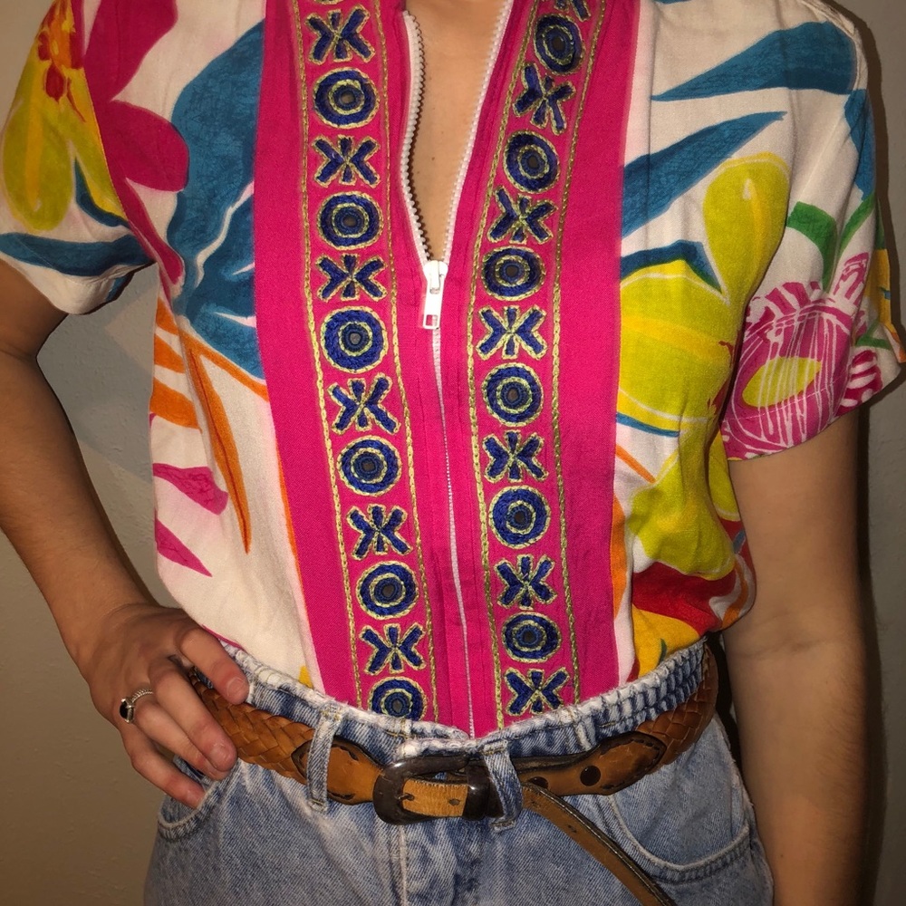 Vintage zip up crop sweater shirt